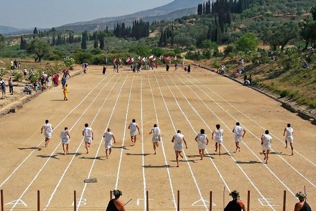 Ancient Nemea - Start of race for 'modern' ancient athletes